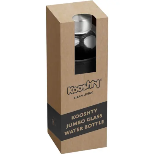 Kooshty Jumbo Glass Water Bottle Black Gift Box